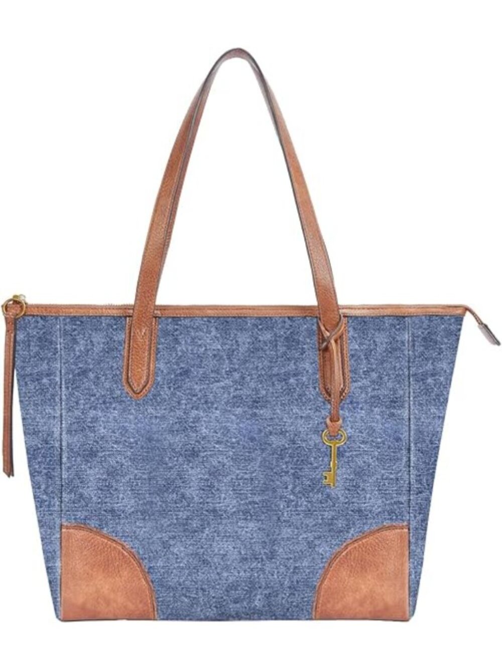 Women's Blue&brown Tote Bag Leather Handbag 16l Large Capacity Travel Purses